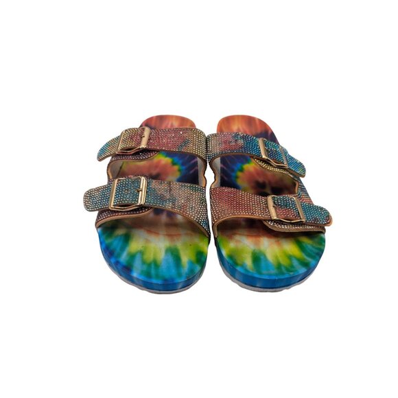 Nicole Miller tie dye rhinestone 2 buckle sandals Size 8 - Picture 6 of 10
